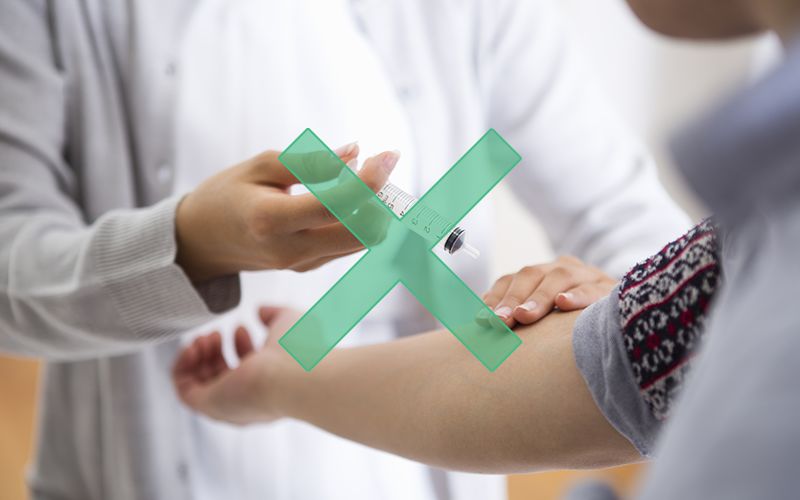 脱毛前の注意点「5.脱毛前の予防接種はお控下さい」